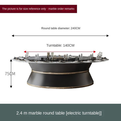 Marble dining table light luxury large family 12 people 15 round table villa with turntable 20 electric Hotel round table