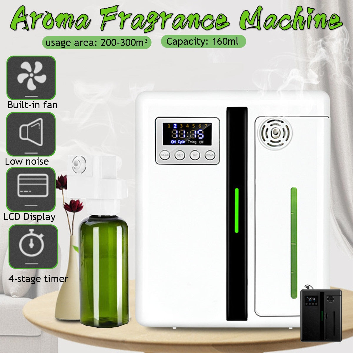 Electric Aroma Diffuser Room Fragrance Home Air Freshener Hotel Scenting Device 300m³ Scent Machine Air Flavoring Timer Function