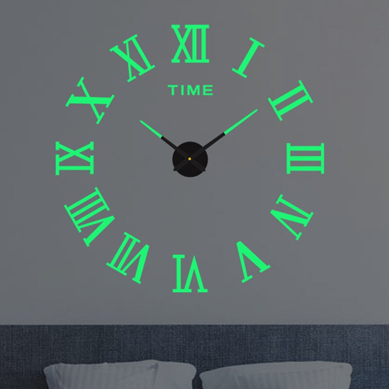 Large 3D Wall Clock Luminous Classic Wall Clocks DIY Digital Clock Wall Stickers Silent Clock for Home Living Room Table Decor