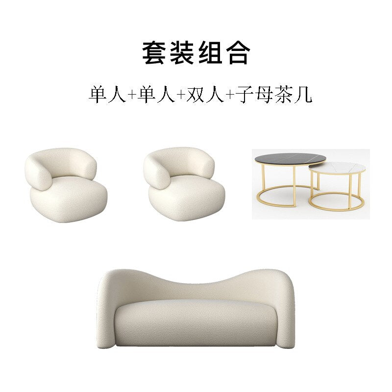 Living Room Suite Furniture High Quality Sofa, Creative New Leather Sofa, Light Luxury Sofa Width Fabric Style Filling Material