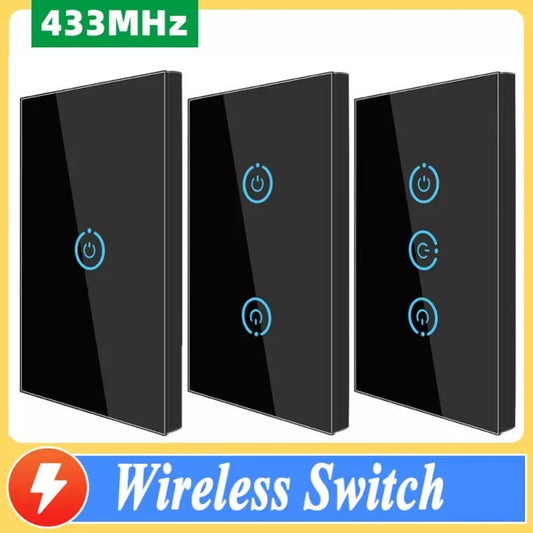 WiFi Smart Light Touch Switch RF433 Smart Life/Tuya App Control,Alexa Google Home Voice Control Brail 1/2/3 Way Gang