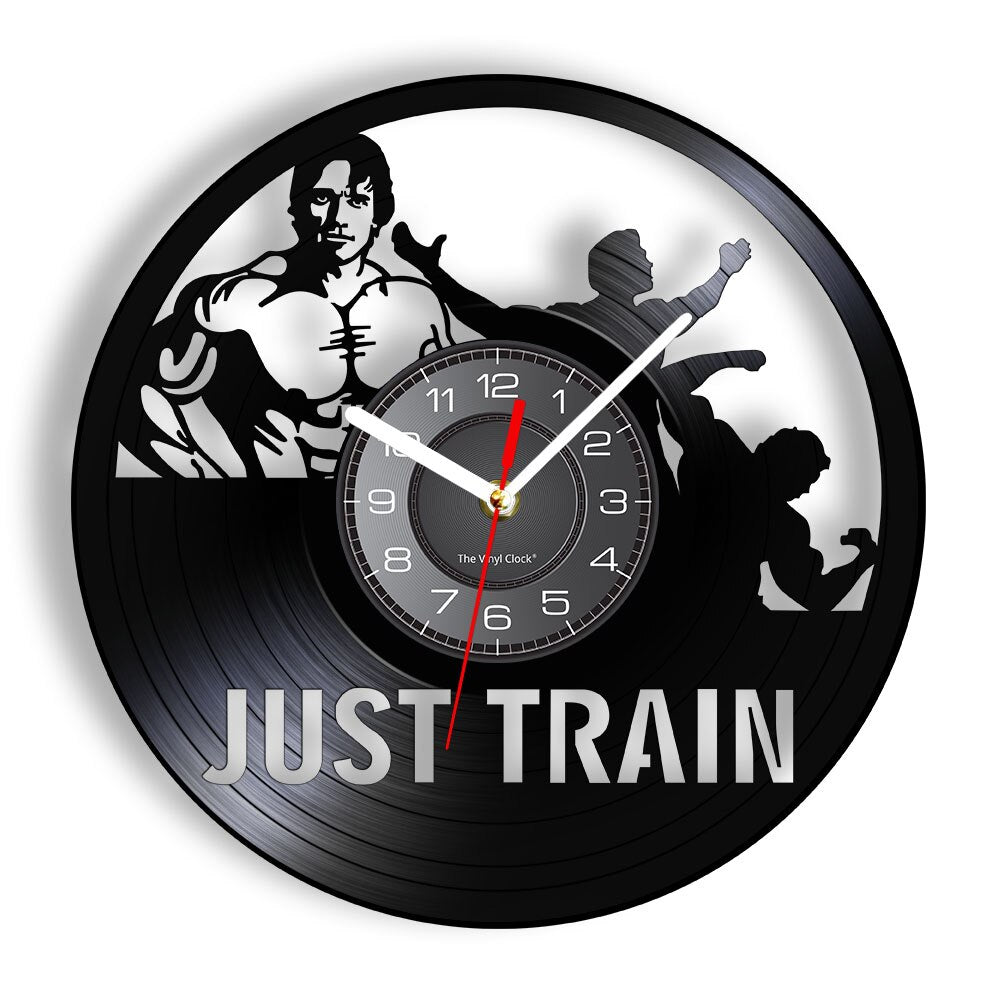 Fitness Gym Silent Quartz Wall Clock Fitness Bodybuild Vinyl Record Wall Clock Watch Sport Room Wall Decor Sign Sportsman Gift