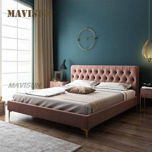 Nano Technology Cloth Bed Wash-Free Creative American Solid Wood 1.5 Bedroom Girl Bed Light Luxury Modern Simple 2021 New