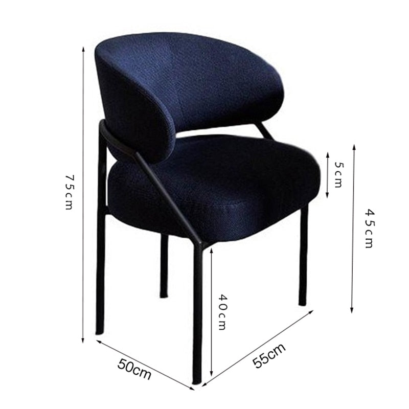 Modern Wrought Iron Dining Chairs for Kitchen Dining Chair Comfortable Backrest Light Luxury Furniture Restaurant Designer Chair