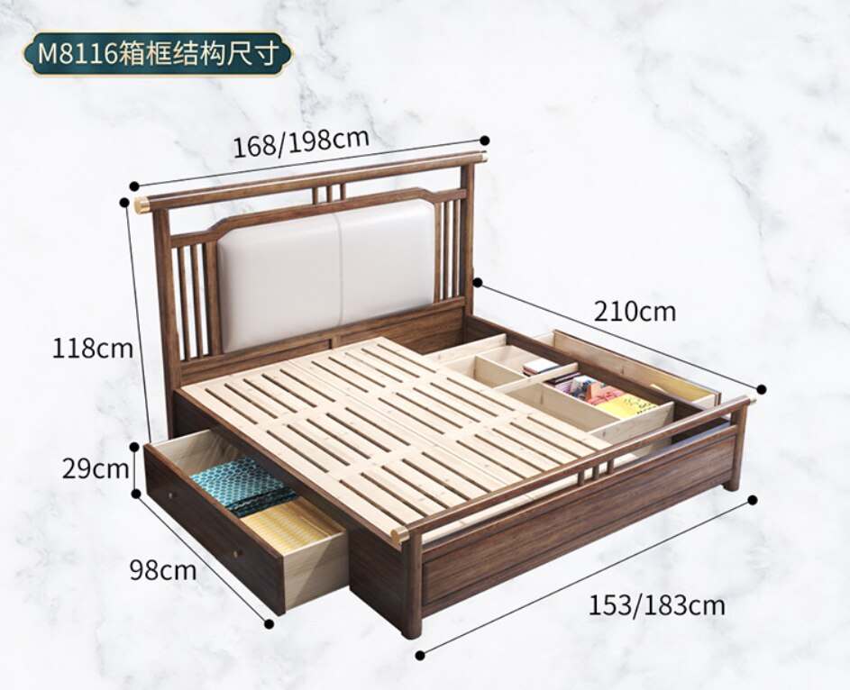 Loveseat SOFA New Chinese walnut all muebles King modern minimalist bedroom soft wrapped bedside king bed