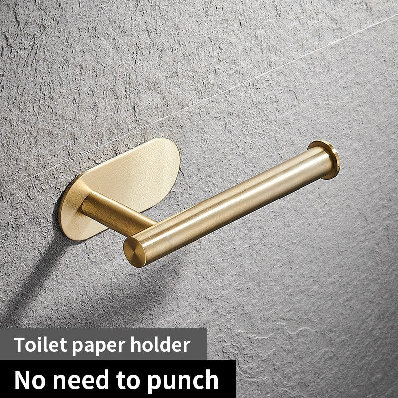 Bathroom Hardware Set Brushed Gold Robe Hook Towel Bar Toilet Paper Holder Bath Bathroom Decoration Accessories