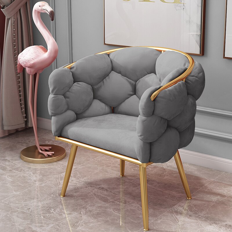 Nordic Home Makeup Chair Pink Velvet Modern Design Furniture Living Room Leisure Armchair Luxury Bedroom Dresser Soft Chairs