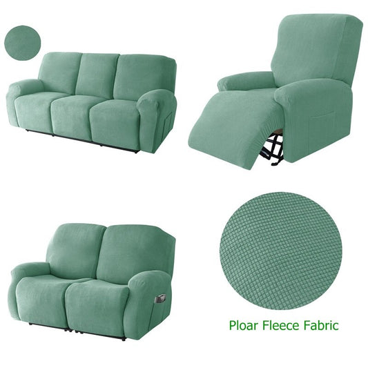 1 2 3 Seater Polar Fleece Recliner Sofa Cover Elastic Spandex Couch Slipcover Lazy Boy Armchair Covers for Living Room Furniture