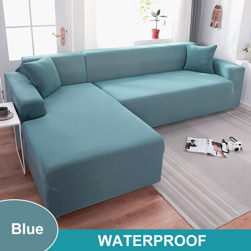 Waterproof Sofa Cover 1/2/3/4 Seater Sofa Cover for Living Room Elastic Solid L Shaped Corner Sofa Cover for Sofa Couch Armchair