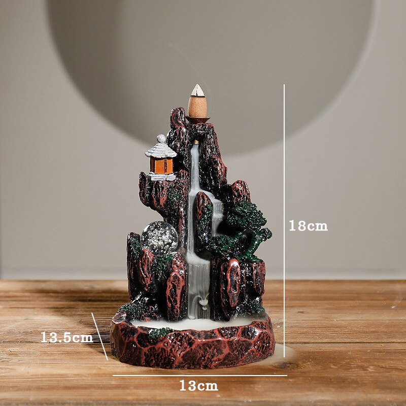 Multi style Mountains River Waterfall Incense Burner Fountain Backflow Aroma Smoke Censer Holder Home WIth 100 Incense Cones