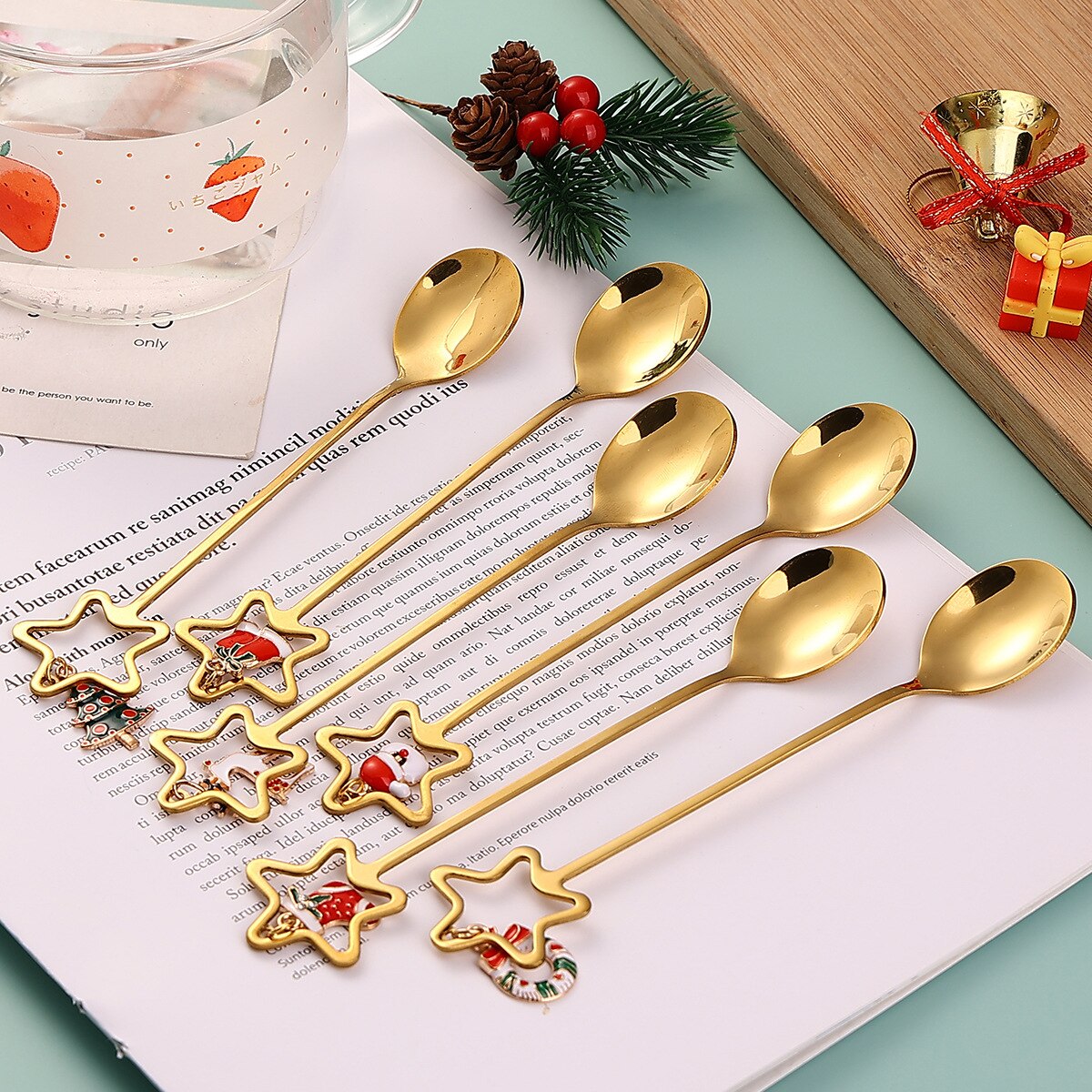 4pcs  Year Christmas Spoon Fork Christmas Decorations for Home Xmas Gifts Navidad 2022 Christmas Tableware Decor Kids Gifts