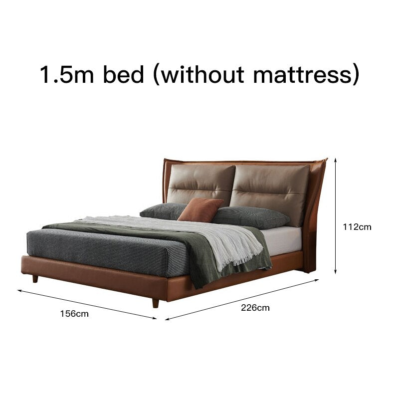 ltalian Light Luxury Wedding Bed New Modern Minimalist Leather Master Bedroom Fashionable Confortable cama luxo casal