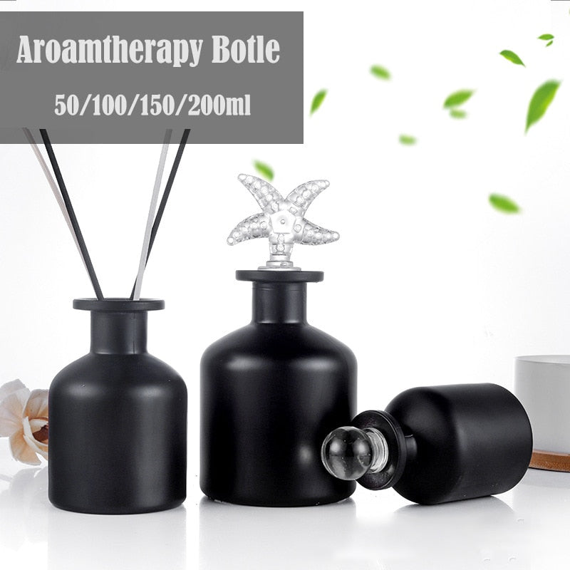 5pcs/lot 50/100/150/200ml Pure Black Frosted Aromatherapy Bottles Reed Diffuser Glass Bottle Home Fragrance Essential Oil Bottle