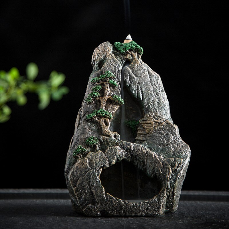 Multi style Mountains River Waterfall Incense Burner Fountain Backflow Aroma Smoke Censer Holder Home WIth 100 Incense Cones