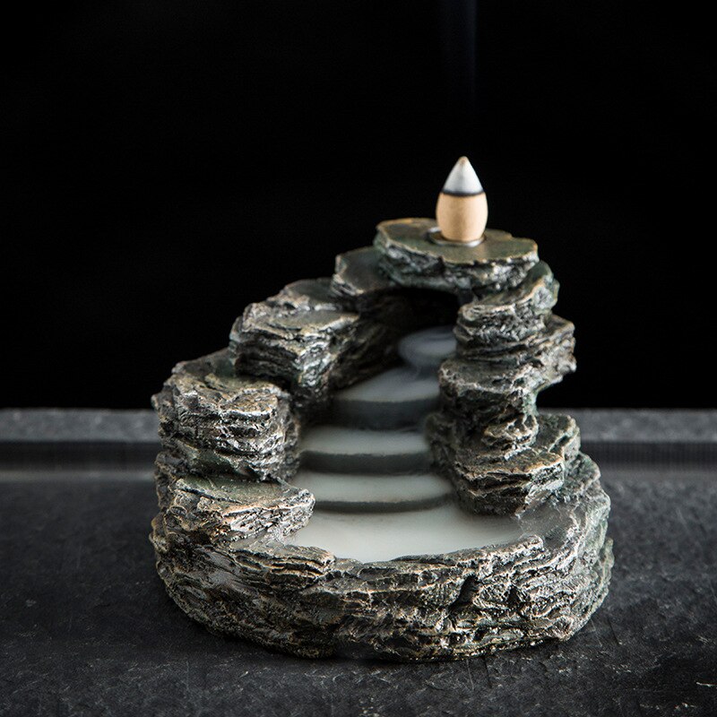 Multi style Mountains River Waterfall Incense Burner Fountain Backflow Aroma Smoke Censer Holder Home WIth 100 Incense Cones