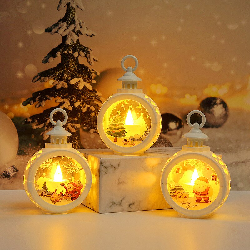 LED  Santa Claus Round Lights Chirstmas Decorations for Home Chirstmas Gifts for Kids Children Navidad New Year 2023 Home Decor