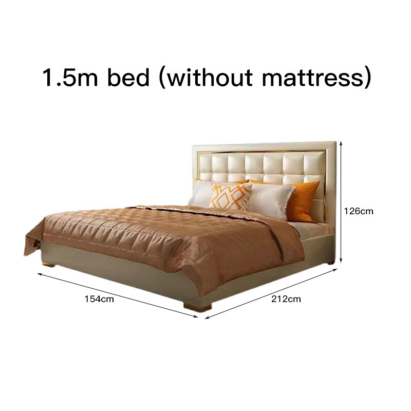 New High-end Luxury Leather Double Bed Modern Simple Fashionable Confortable Double Bed Box Lit 2 Personnes