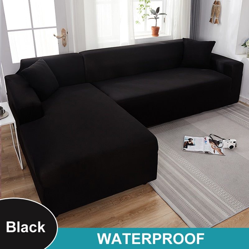 Waterproof Sofa Cover 1/2/3/4 Seater Sofa Cover for Living Room Elastic Solid L Shaped Corner Sofa Cover for Sofa Couch Armchair