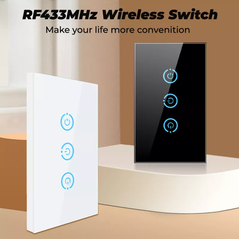 WiFi Smart Light Touch Switch RF433 Smart Life/Tuya App Control,Alexa Google Home Voice Control Brail 1/2/3 Way Gang