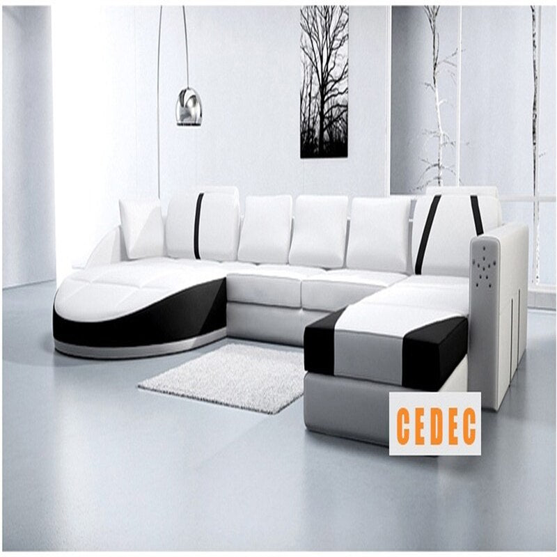 High quality white 2-piece recliner leather +1-piece 2-seat high quality leather sofa furniture set living room sofa