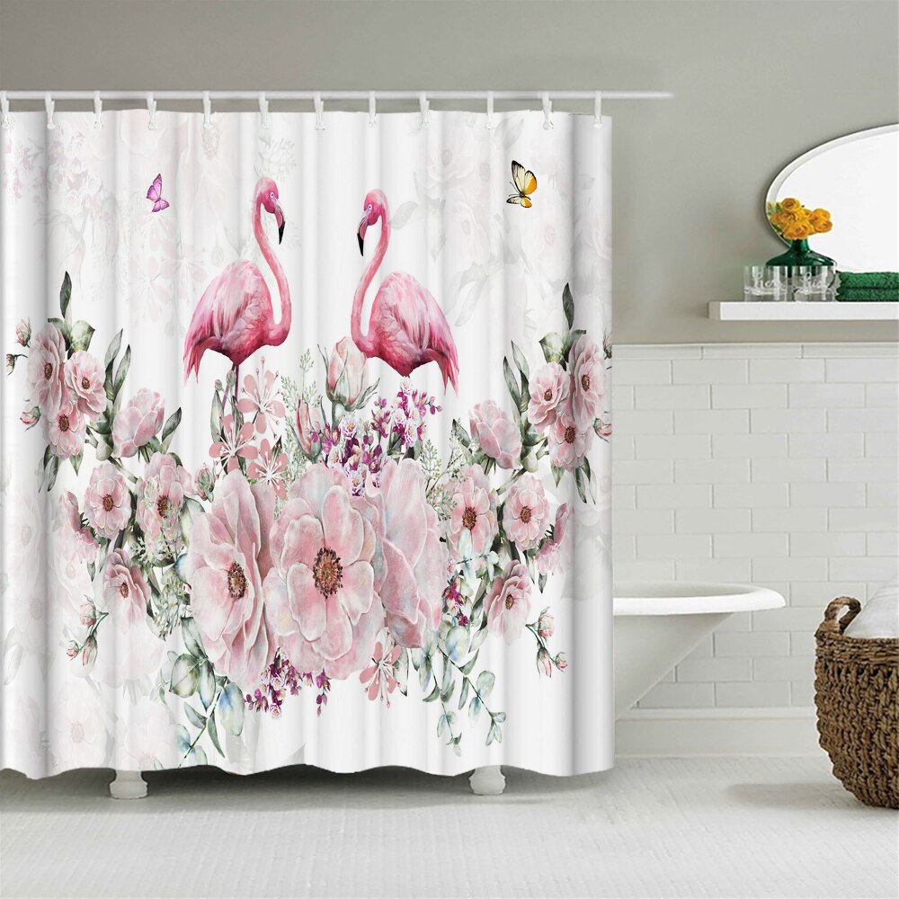 Colorful Butterfly Feathers 3d Nature Flower Plant Shower Curtains Bathroom Curtain Waterproof Polyester Cloth Decoration Screen