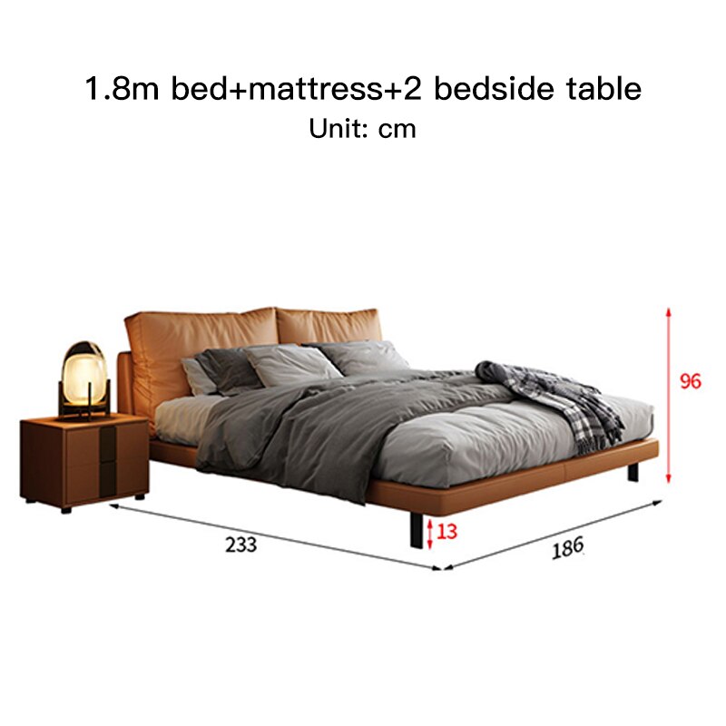 New Bed 2 People Modern Simple Style Leather Double Bed Queen Size King Bed With Mattress Minimalist Furniture For Home Bedroom