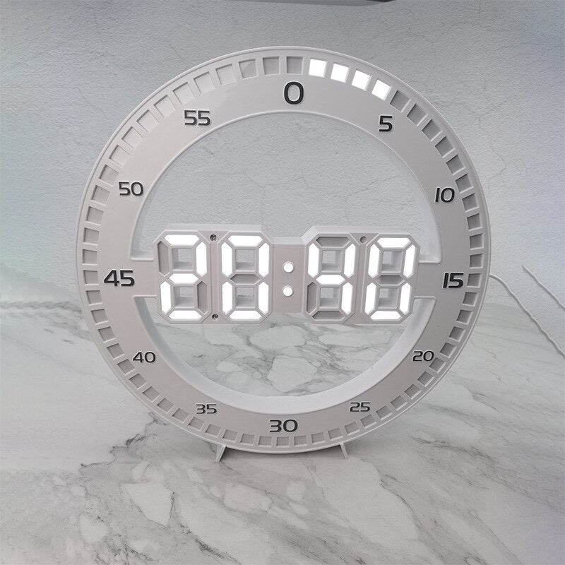 ChuHan 8 Inch 3D LED Technology Luminous Digital Electronic Mute Wall Clock Temperature Date Multi Function Jump Second Clock