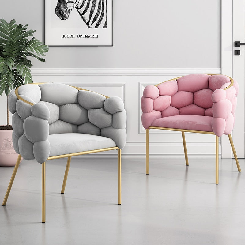 Nordic Home Makeup Chair Pink Velvet Modern Design Furniture Living Room Leisure Armchair Luxury Bedroom Dresser Soft Chairs