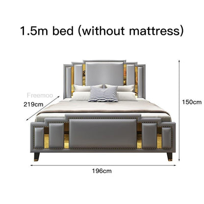 Luxury Bedroom Bed Furniture Modern Simple Cama Box Lit 2 Personnes Fashionable Disign Wood Bedroom Sets Bed Frame Queen