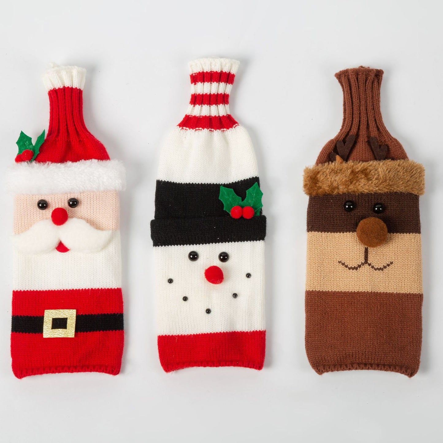 Merry Christmas Cartoon Santa Claus Snowman Elk Knitted Wine Bottle Cover Christmas Decorations For Home Xmas Ornaments Navidad