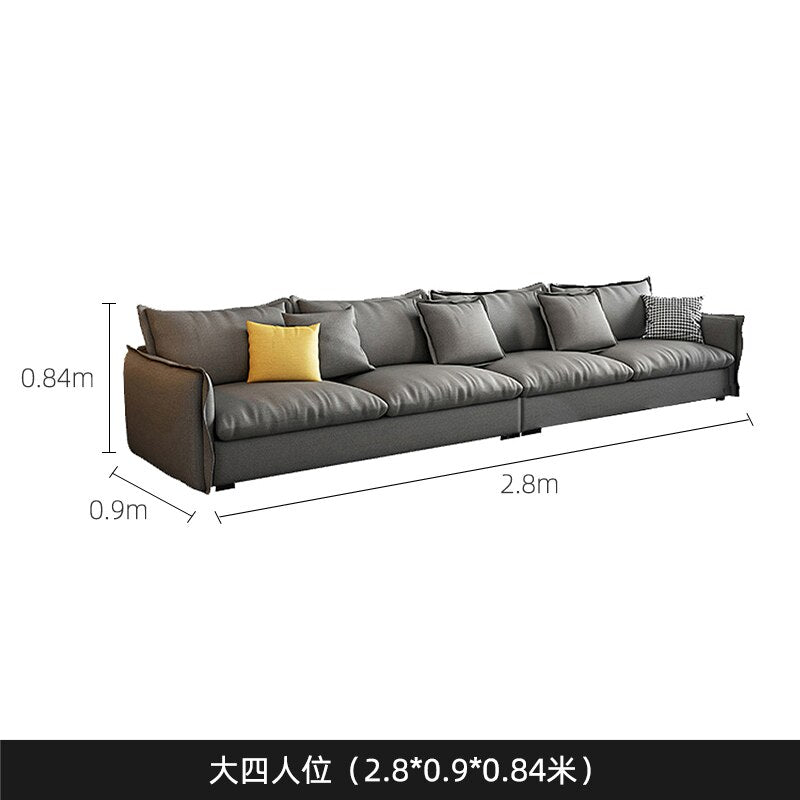 Simple Living Room Leather Sofa Wash Free High-quality Technology Cloth 2022 New Italian Minimalist Modern Sofa Width Fabric