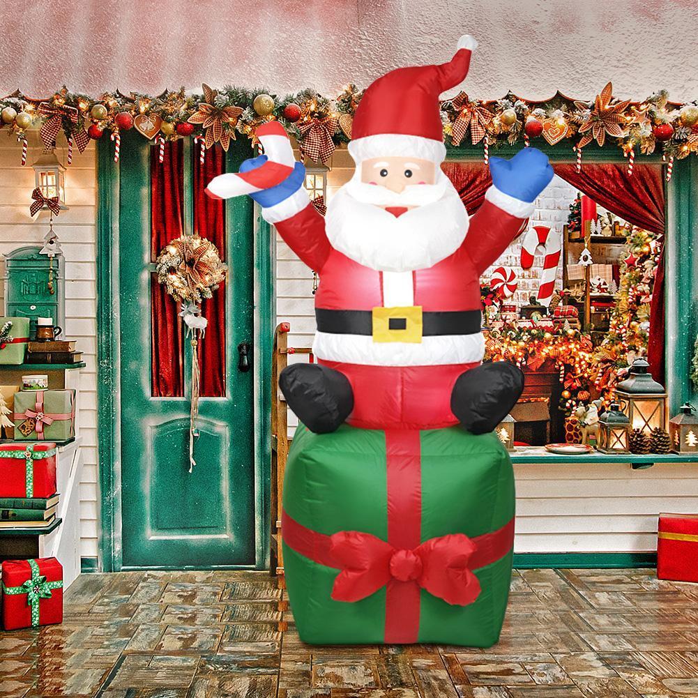 2.4M Large Christmas Inflatable Outdoor Decorations Santa Claus LED Light Outdoor Christmas Decoration for Home Garden New Year