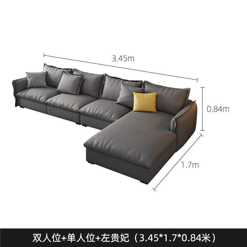 Simple Living Room Leather Sofa Wash Free High-quality Technology Cloth 2022 New Italian Minimalist Modern Sofa Width Fabric