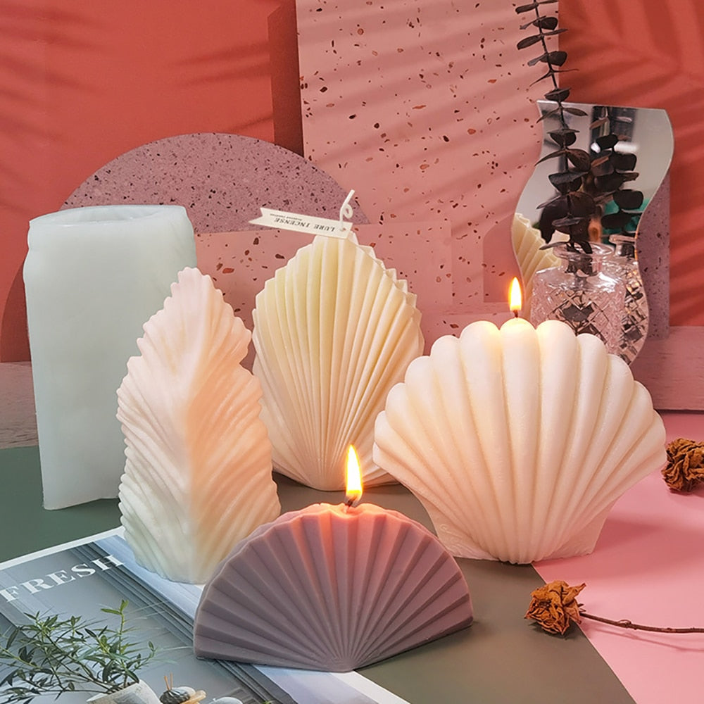 3D Silicone Candle Mold Leaf Scented Candle Making Molds DIY  Scallop Candle Soap Plaster Wax Mold Home Decor Craft Supplies