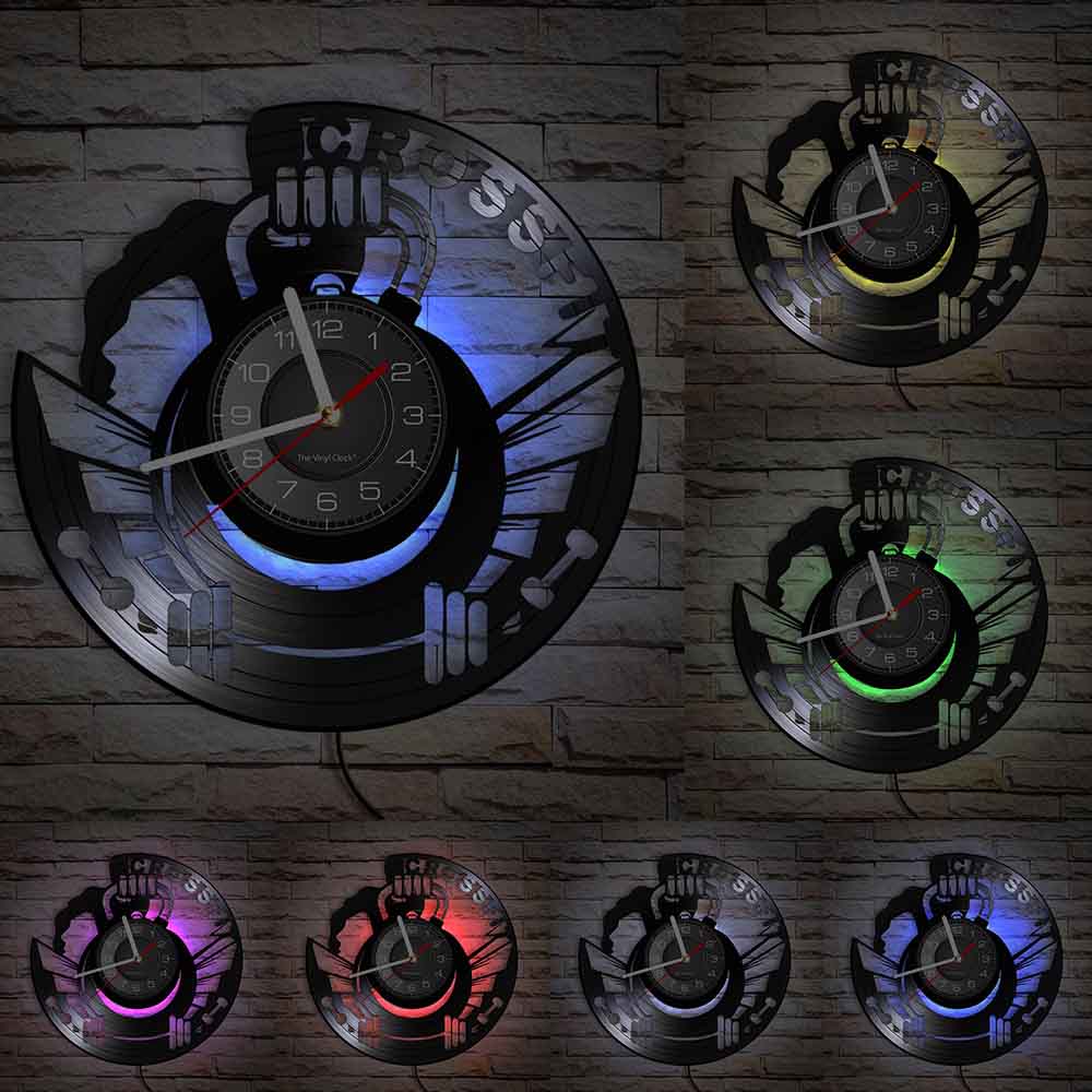 Fitness Gym Silent Quartz Wall Clock Fitness Bodybuild Vinyl Record Wall Clock Watch Sport Room Wall Decor Sign Sportsman Gift