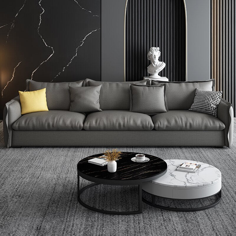 Simple Living Room Leather Sofa Wash Free High-quality Technology Cloth 2022 New Italian Minimalist Modern Sofa Width Fabric