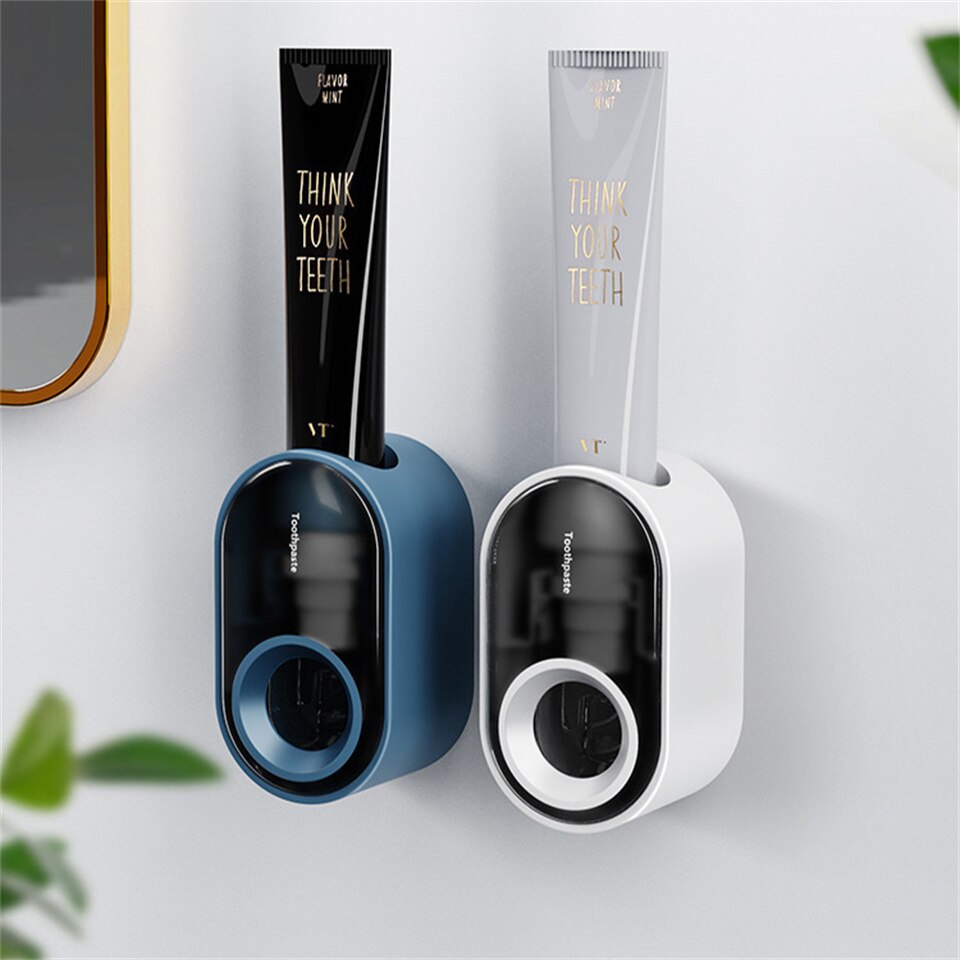 Automatic Toothpaste Dispenser Wall Mount No Punching Toothpaste Squeezer Toothbrush Holder Bathroom Accessories Set Bath Tools