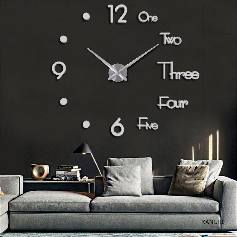 Large 3D Wall Clock Luminous Classic Wall Clocks DIY Digital Clock Wall Stickers Silent Clock for Home Living Room Table Decor