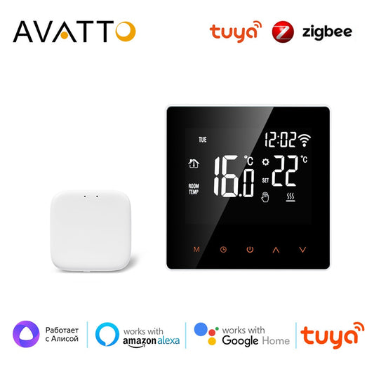 AVATTO Tuya Zigbee Smart Thermostat Temperature Controller,Water/Electric Heating with Build in Sensor Support Alexa Google Home