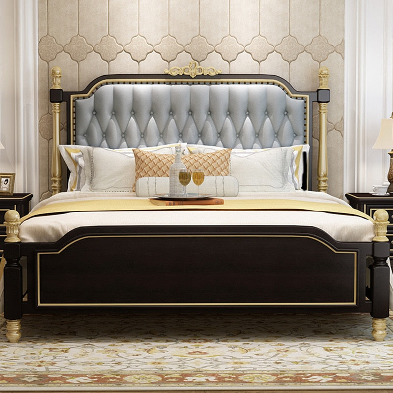 New luxury bed light luxury American bed solid wood bed double bed master bedroom European bed bedroom furniture