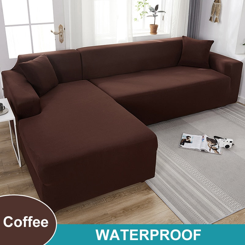 Waterproof Sofa Cover 1/2/3/4 Seater Sofa Cover for Living Room Elastic Solid L Shaped Corner Sofa Cover for Sofa Couch Armchair