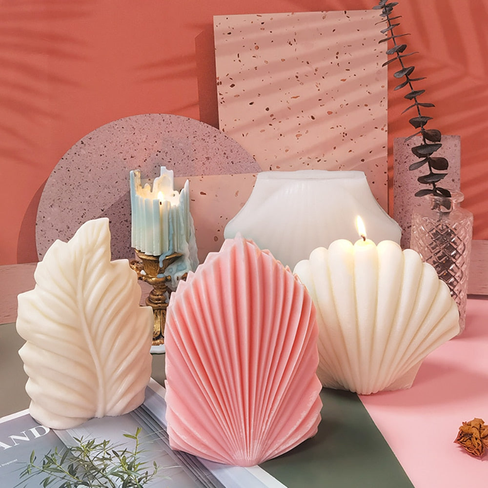 3D Silicone Candle Mold Leaf Scented Candle Making Molds DIY  Scallop Candle Soap Plaster Wax Mold Home Decor Craft Supplies