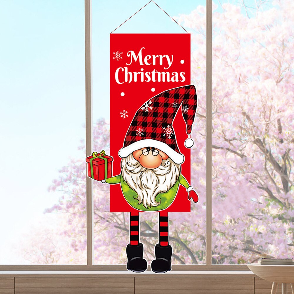 Outdoor Christmas Porch Signs Hanging Door Banner Decorative Flags Ornament Merry Christmas Navidad Natal New Year 2022 Gift