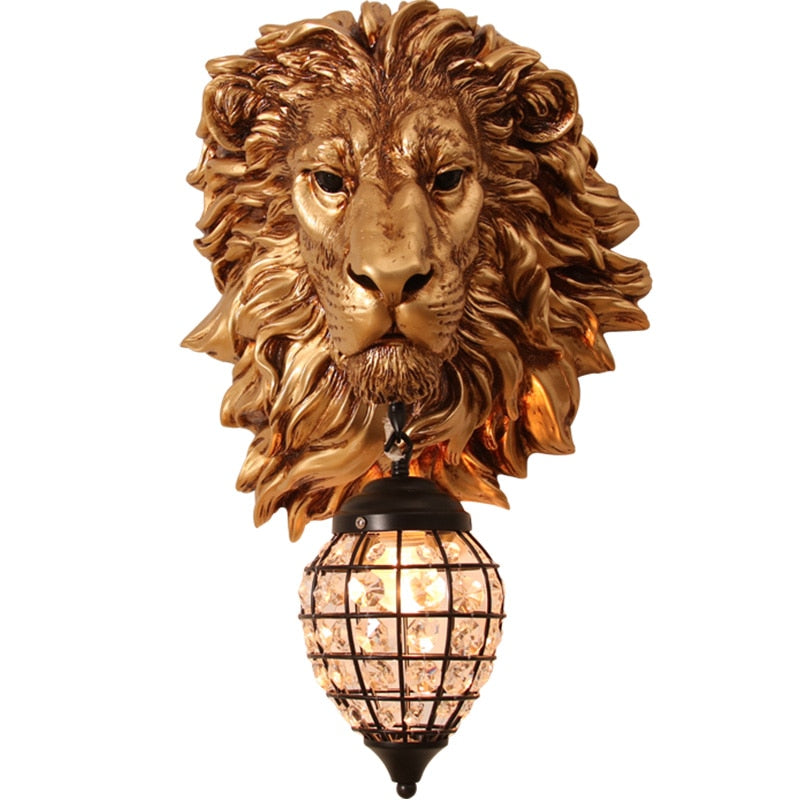 Modern European retro lion art decorative wall lamp aisle corridor porch for bar hotel living room bedroom luxury bedside lamp