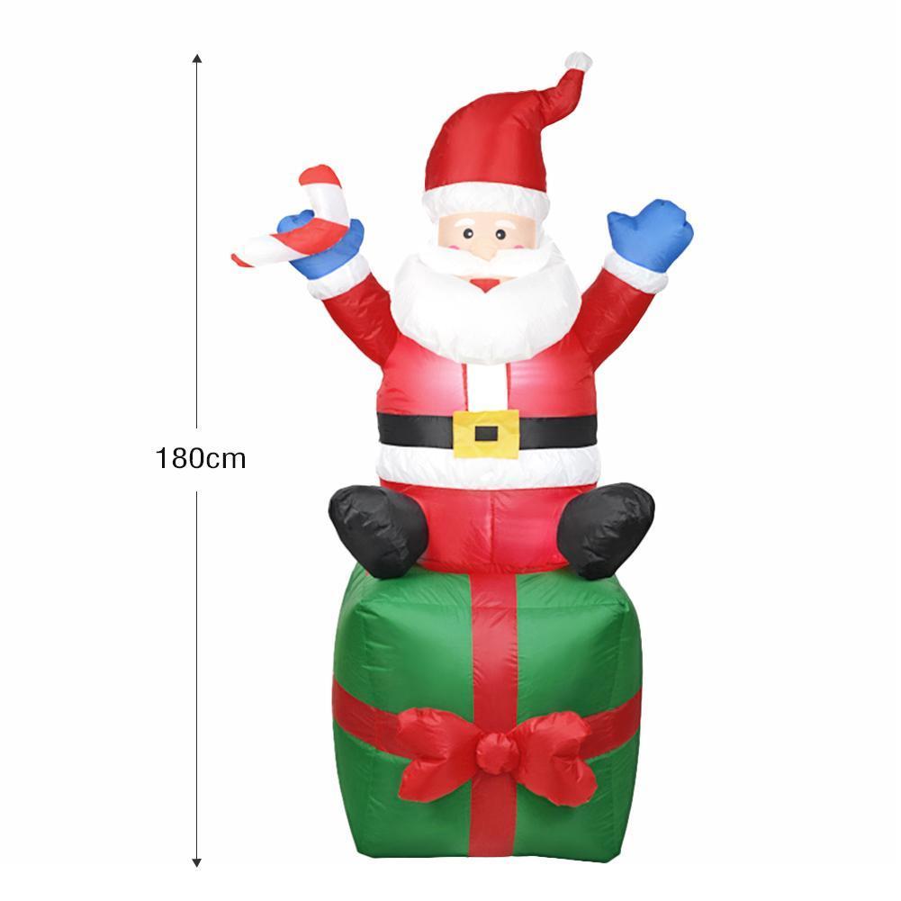 2.4M Large Christmas Inflatable Outdoor Decorations Santa Claus LED Light Outdoor Christmas Decoration for Home Garden New Year