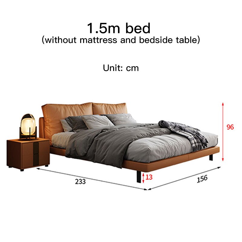 New Bed 2 People Modern Simple Style Leather Double Bed Queen Size King Bed With Mattress Minimalist Furniture For Home Bedroom