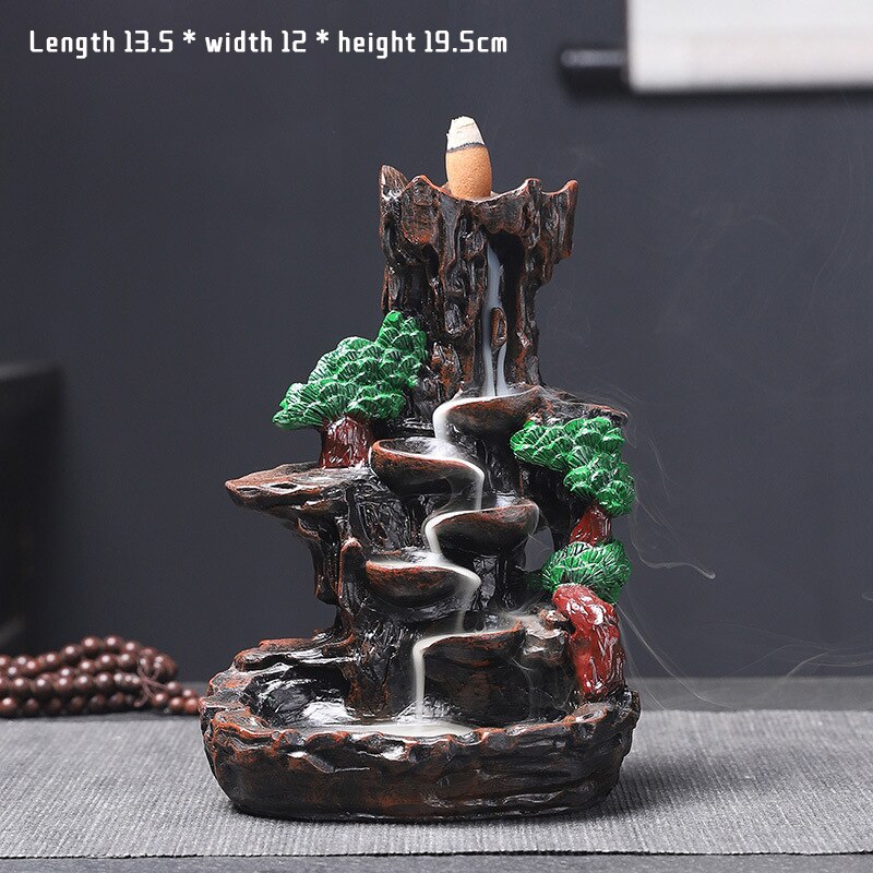 Multi style Mountains River Waterfall Incense Burner Fountain Backflow Aroma Smoke Censer Holder Home WIth 100 Incense Cones