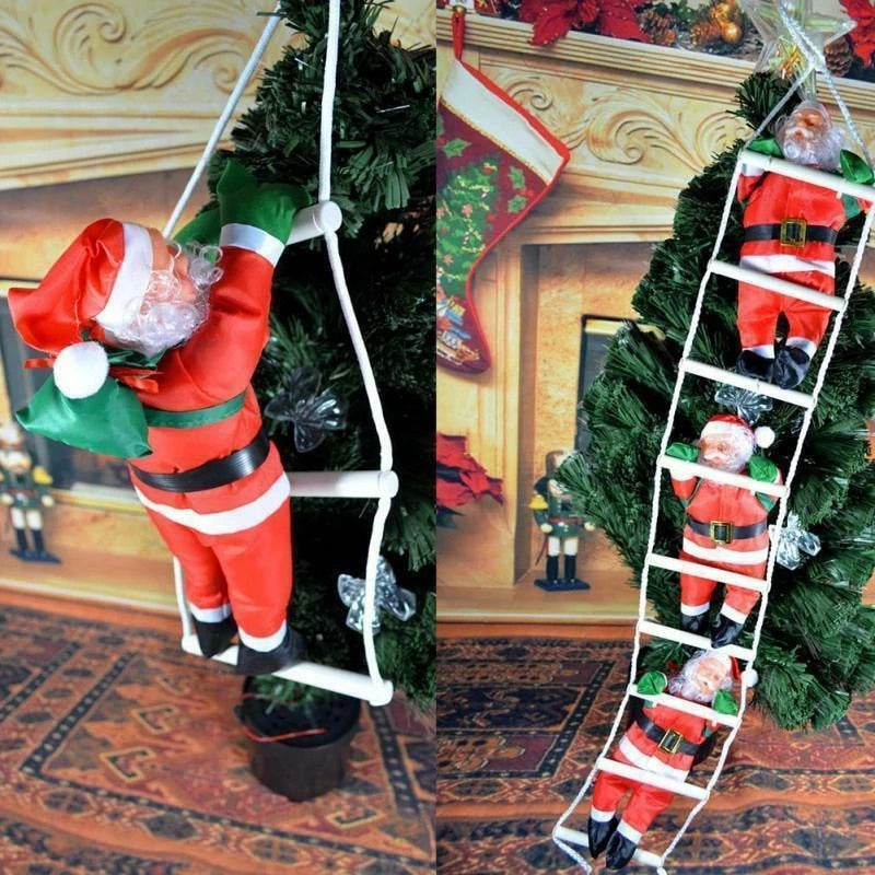 Climbing Rope Ladder Santa Claus Christmas Pendant Christmas Tree Hanging Doll Ornament Outdoor Xmas Party Home Decor Toy Gift