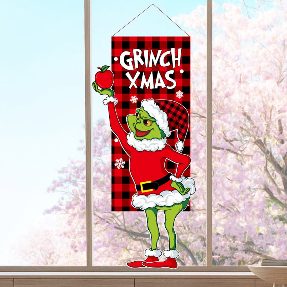 Outdoor Christmas Porch Signs Hanging Door Banner Decorative Flags Ornament Merry Christmas Navidad Natal New Year 2022 Gift