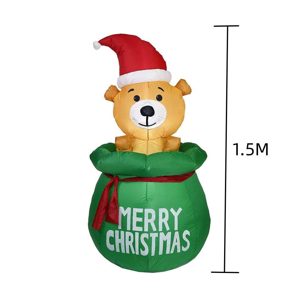 2.4M Large Christmas Inflatable Outdoor Decorations Santa Claus LED Light Outdoor Christmas Decoration for Home Garden New Year